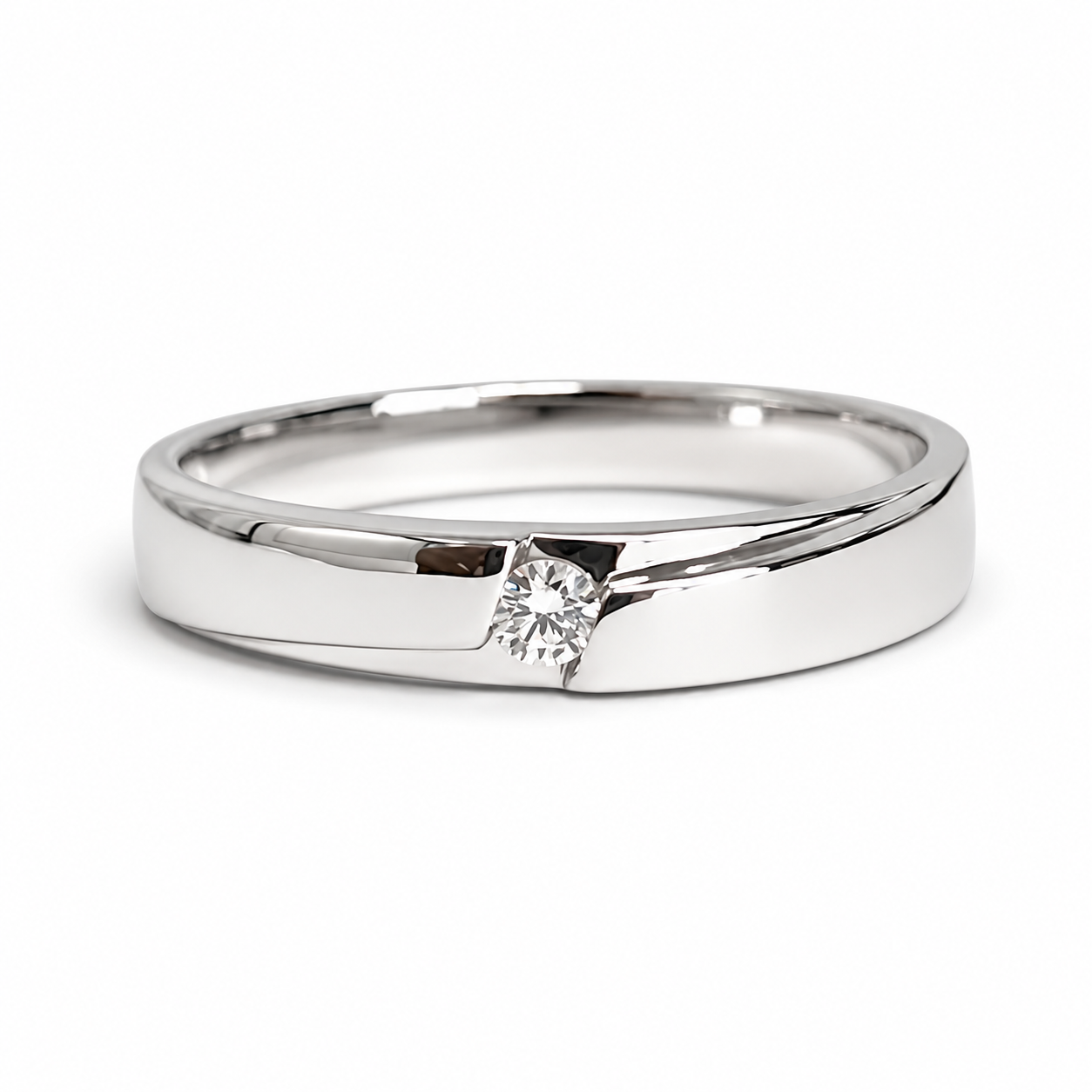 The Vow Band — Satin White Gold Diamond Ring